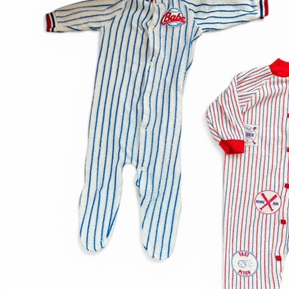 Vintage sportcore baby boys  pajamas baseball theme bundle - Picture 6 of 8